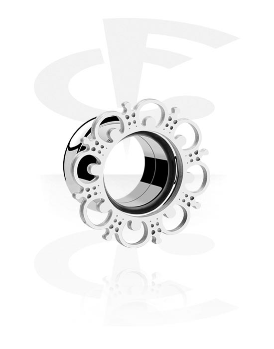 Tunnels & Plugs, Double flared tunnel (surgical steel, silver, shiny finish), Surgical Steel 316L