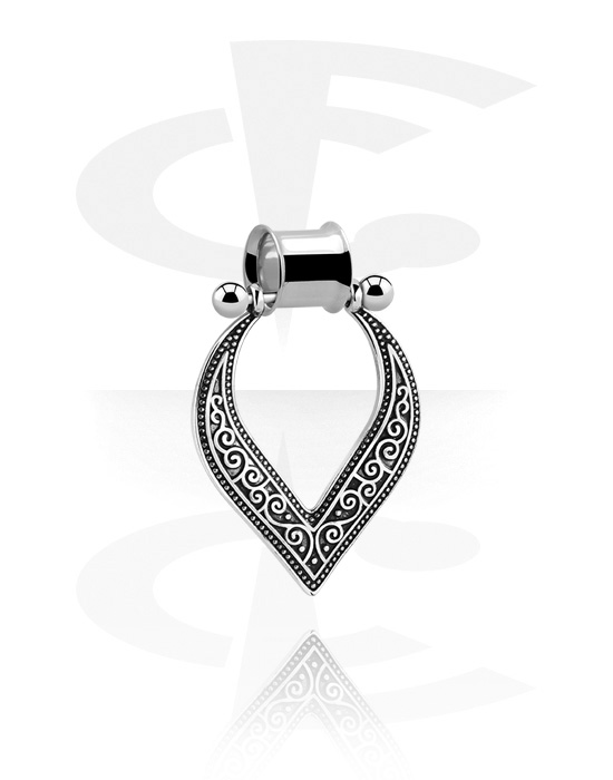Tunnlar & Pluggar, Double flared tunnel (surgical steel, silver) med creole with ornament, Kirurgiskt stål 316L