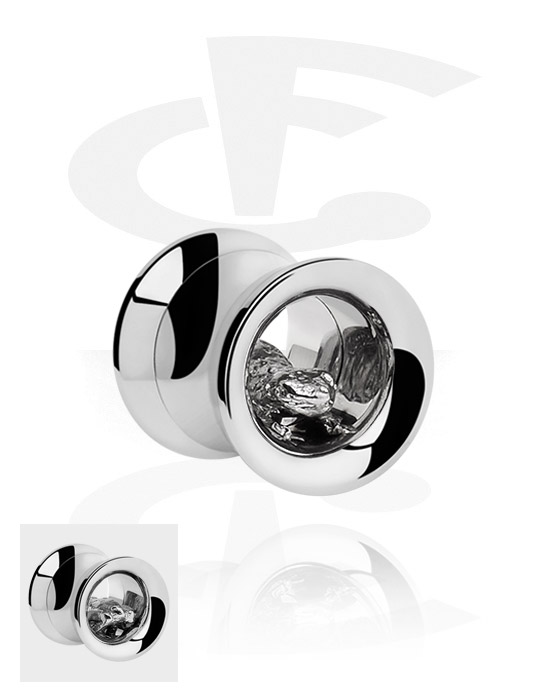 Tunnels & Plugs, Double flared tunnel (surgical steel, silver, shiny finish), Surgical Steel 316L