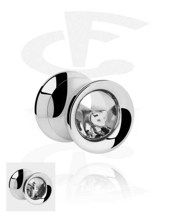 Tunnels & Plugs, Double flared tunnel (chirurgisch staal, zilver, glanzende afwerking), Chirurgisch staal 316L