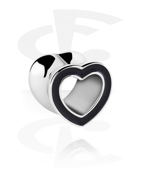 Tunnels & Plugs, Heart-shaped double flared tunnel (surgical steel, silver, shiny finish), Surgical Steel 316L