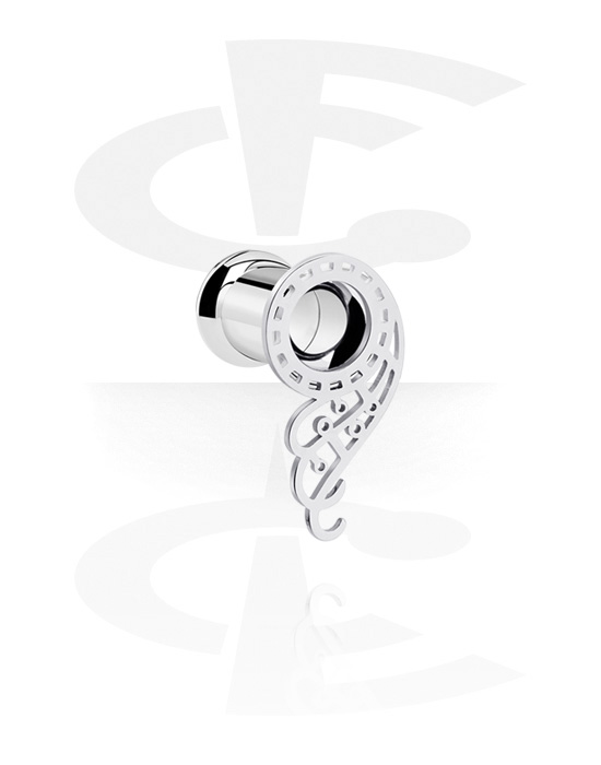 Tunnels & Plugs, Double flared tunnel (surgical steel, silver, shiny finish) with wing design, Surgical Steel 316L