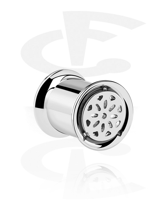 Tunnels & Plugs, Double flared plug (chirurgisch staal, zilver, glanzende afwerking), Chirurgisch staal 316L