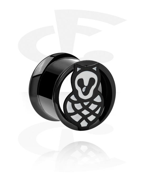 Tunnels & Plugs, Double flared tunnel (surgical steel, black, shiny finish), Surgical Steel 316L