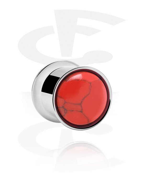 Tunnels & Plugs, Tunnel double flared (acier chirurgical, argent) avec colourful cap, Acier chirurgical 316L