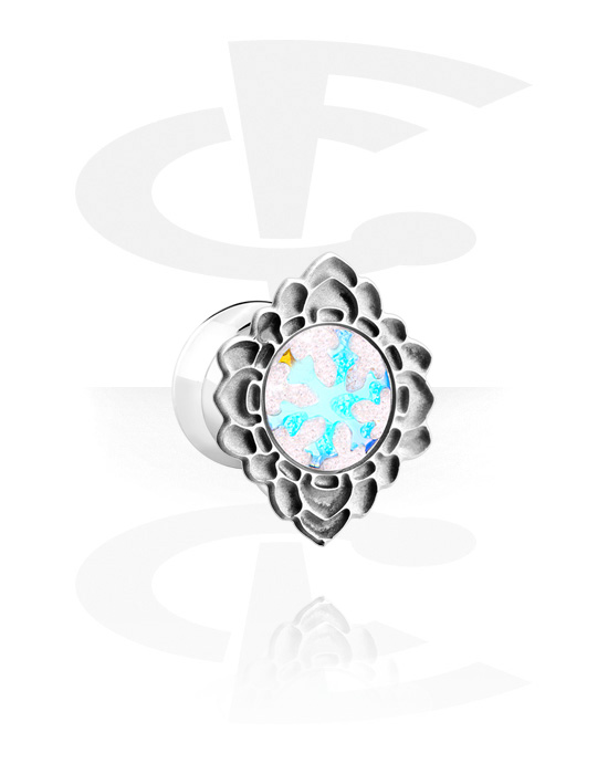 Tunnels & Plugs, Single Flared Plug with snowflake design, Surgical Steel 316L