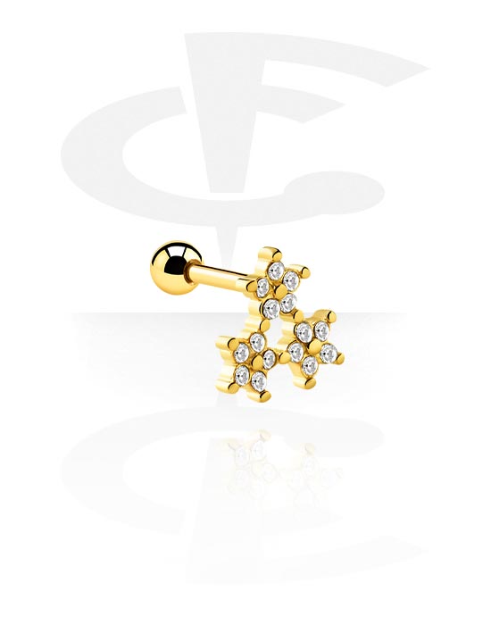 Helix & Tragus, Tragus Piercing with star attachment, Gold Plated Surgical Steel 316L