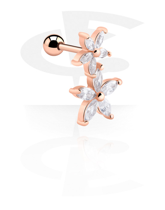 Helix & Tragus, Tragus Piercing with flower design, Rose Gold Plated Surgical Steel 316L