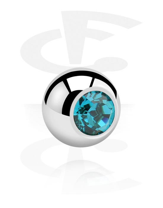 Boules, barres & plus, Boule pour barre à filetage (titane, finition brillante) avec pierre en cristal, Titane