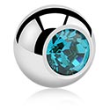 Bolas, barras & más, Bola para barras con rosca (titanio, acabado brillante) con piedra brillante, Titanio ASTM F136