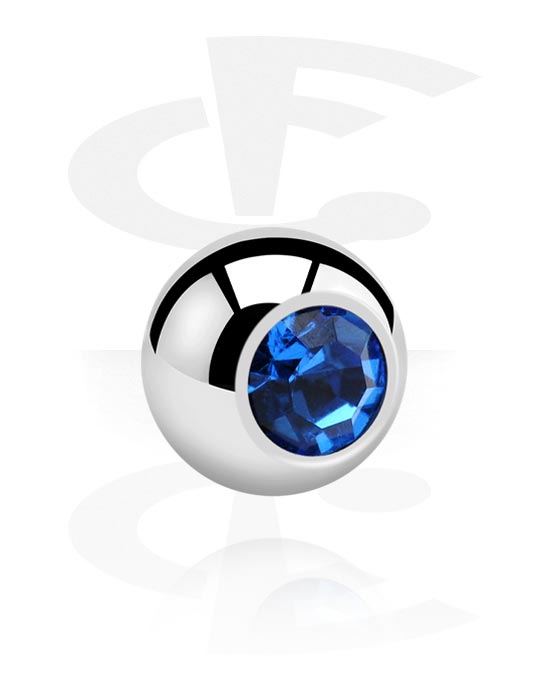 Bolas, barras & mais, Bola para barras com rosca (titânio, acabamento brilhante) com pedra de cristal, Titânio