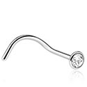 Nosovky a krúžky do nosa, Zahnutá nosovka (titán, lesklý povrch) s Kryštálový kameň, Titán ASTM F136