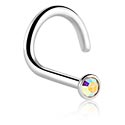 Piercings nez & Septums, Piercing nez incurvé (titane, finition brillante) avec pierre en crystal, Titane ASTM F136