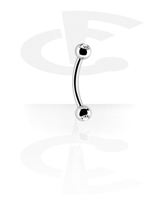 Modern Nature Piercing-Schmuck Intieme titanium banaan in 1,6 mm, 5 mm gatbol en klemring met steen in vele kleuren, 10 mm, Titanium, Kristal