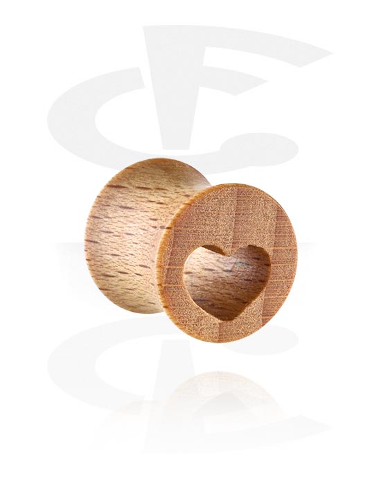 Tunnels & Plugs, Double flared tunnel (wood) with laser engraving "heart", Wood