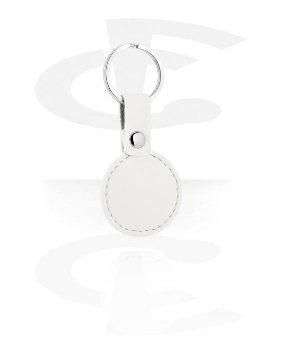 Keychains, Round keychain (imitation leather, various colors) with press-stud, Imitation Leather