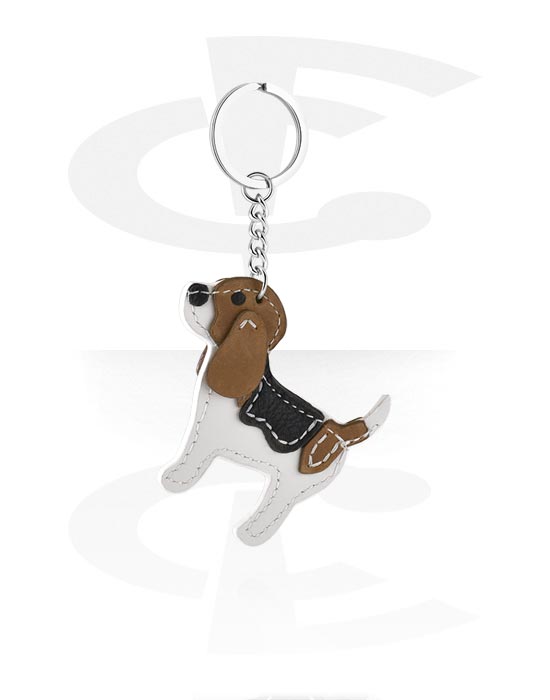 Llaveros, Llavero (cuero genuino) con diseño perro, Cuero auténtico