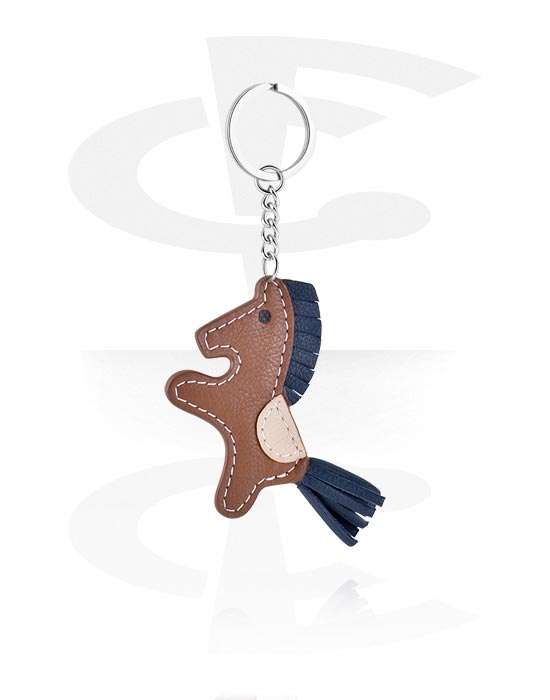Porte-clés, Porte-clés avec motif cheval, Vrai cuir
