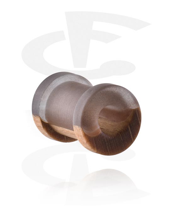 Tunnels & Plugs, Ribbed tunnel (wood) with resin, Wood, Resin
