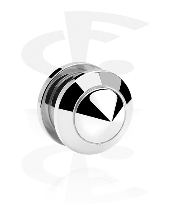 Tunnels & Plugs, Screw-on tunnel (surgical steel, silver, shiny finish) with convex front, Surgical Steel 316L