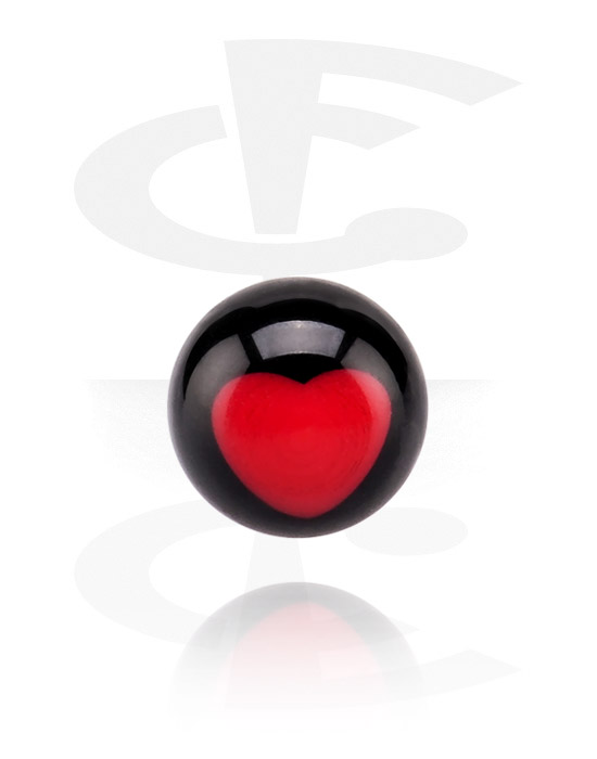 Kuličky, kolíčky a další, Kulička pro tyčinky se závitem (akryl) s designem srdce, Akryl