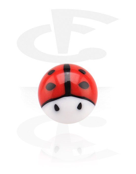 Balls, Pins & More, Ball for threaded pins (acrylic) with ladybug design, Acrylic