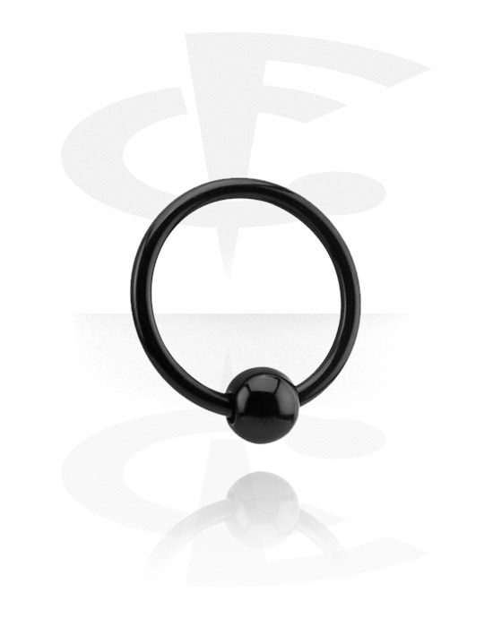 Piercingové kroužky, Kroužek s kuličkou (akryl, černá, lesklý povrch), Akryl