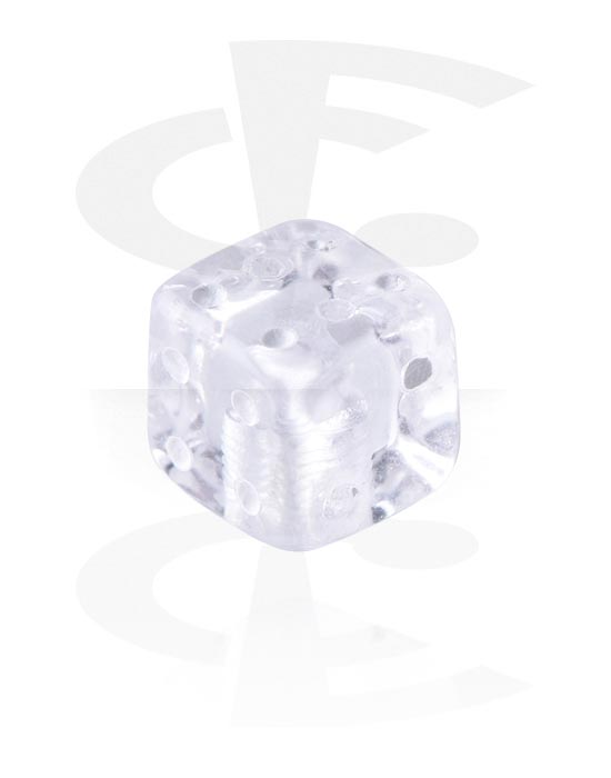 Balls, Pins & More, Attachment for threaded pins (acrylic, various colors) with dice design, Acrylic