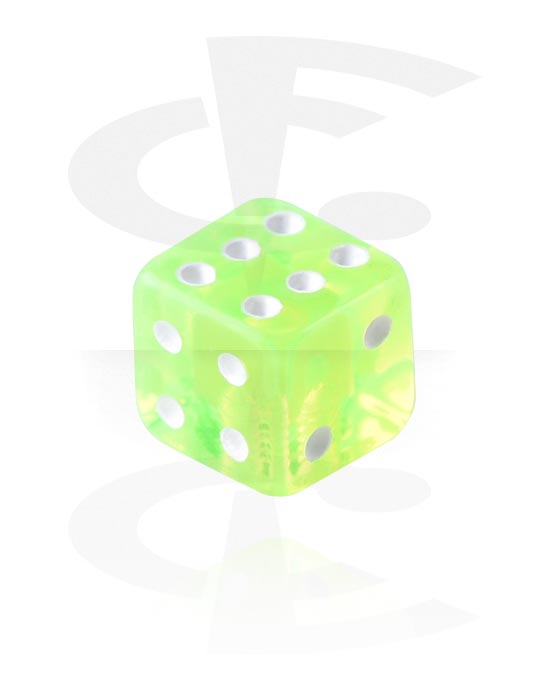 Kulor, stavar & mer, Attachment for threaded pins (acrylic, various colours) med dice design, Akryl