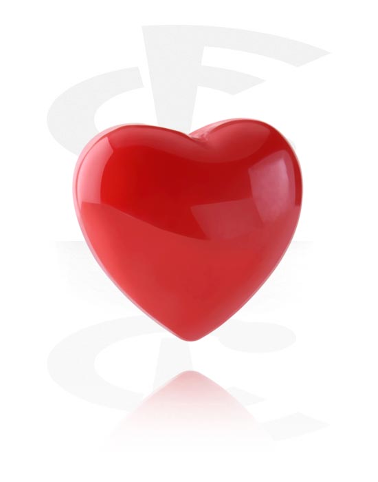 Kuličky, kolíčky a další, Koncovka pro tyčinky se závitem (akryl, různé barvy) s designem srdce, Akryl