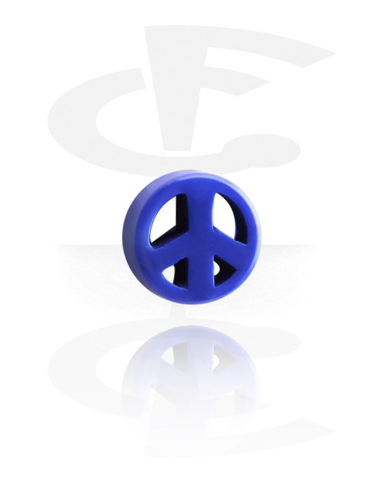 Kuličky, kolíčky a další, Koncovka pro tyčinky se závitem (akryl, různé barvy) s symbolem míru, Akryl