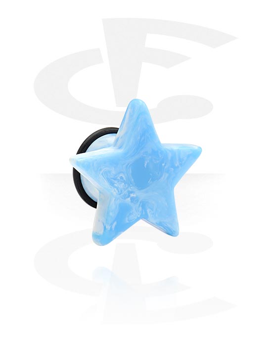 Tunnels & Plugs, Single flared plug (acrylic, various colors) with star attachment and O-ring, Acrylic