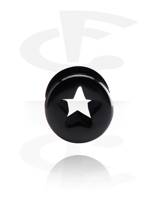 Tunnels & Plugs, Double flared tunnel (acrylic, various colors) with star design, Acrylic