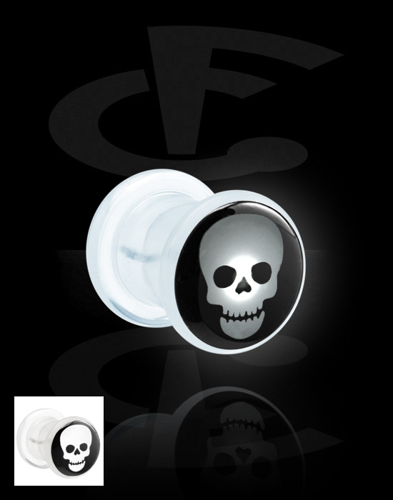 Tunnels & Plugs, Plug LED avec motif tête de mort, Acrylique