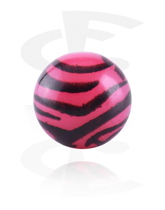 Balls, Pins & More, Ball for 1.6mm threaded pins (silicone, various colours) with zebra pattern, Acrylic