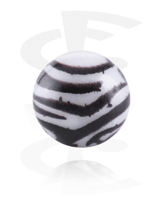 Balls, Pins & More, Ball for 1.6mm threaded pins (silicone, various colours) with zebra pattern, Acrylic