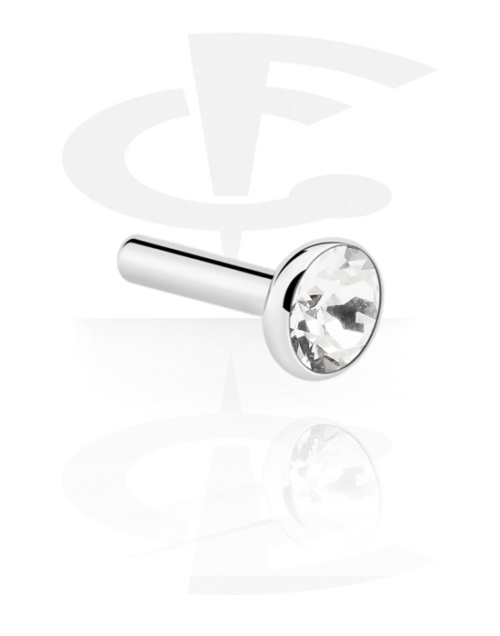 Balls, Pins & More, Attachment for push fit pins (white gold) with crystal stone, White Gold