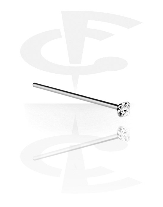 Nose Jewellery & Septums, Straight Jeweled Nose Stud, White Gold
