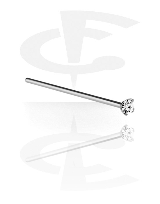 Nose Jewellery & Septums, Straight Jeweled Nose Stud, White Gold