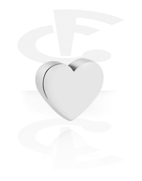 Boules, barres & plus, Accessoire pour barre à filetage de 1.6 mm (acier chirurgical, argent, finition brillante) avec motif coeur, Acier chirurgical 316L