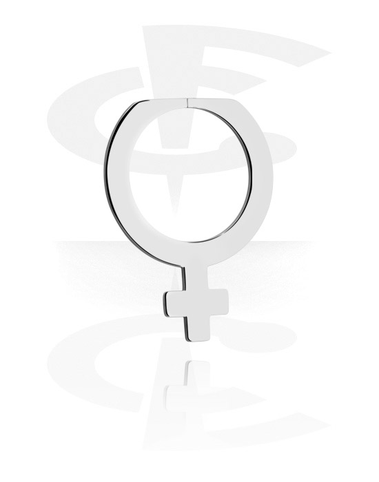 Boules, barres & plus, Créole pour tunnels (acier chirurgical, argent, finition brillante) avec symbole vénus, Acier chirurgical 316L