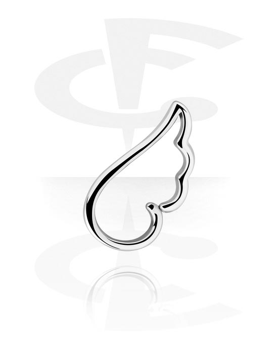 Alke za piercing, Neprekidni prsten u obliku krila (kirurški čelik, srebrna, sjajna obrada), Kirurški čelik 316L