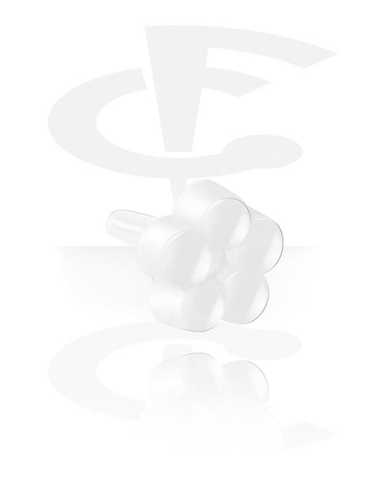 Bolas, barras & más, Accesorio para labrets con rosca interior (bioflex) con diseño de Flor, Bio plástico