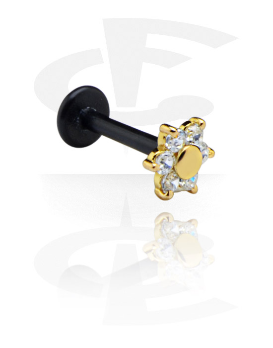 Labretter, Internal Labret med Jeweled 18K Gold Stud, Bioflex