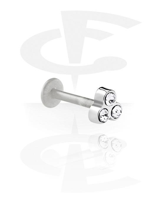 Labrets, Internally Threaded Labret with crystal stones, Bioflex ,  Surgical Steel 316L
