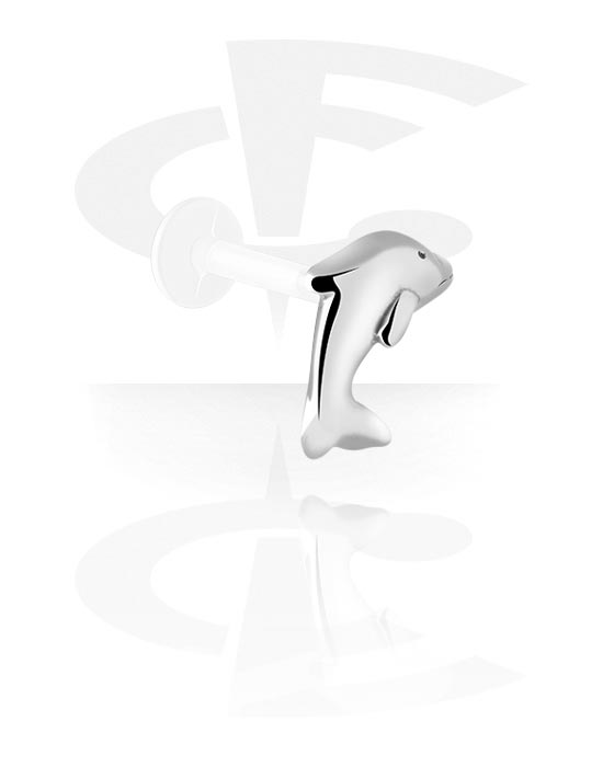 Labrets, Internally Threaded Labret with dolphin design, Bioflex, Surgical Steel 316L