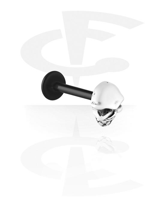 Labrets, Internally Threaded Labret with skull attachment, Bioflex ,  Surgical Steel 316L