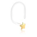 Næsesmykker og septums, Curved Nose Stud (18K Gold, Bioflex, Transparent), Bioflex, 18 karat guld