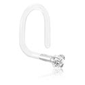 Piercings nez & Septums, Piercing nez incurvé (bioflex, transparent) avec pierre en crystal, Bioflex, Acier chirurgical 316L