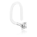 Nosovky a krúžky do nosa, Zahnutá nosovka (bioflex, transparentná) s Kryštálový kameň, Bioflex, Chirurgická oceľ 316L